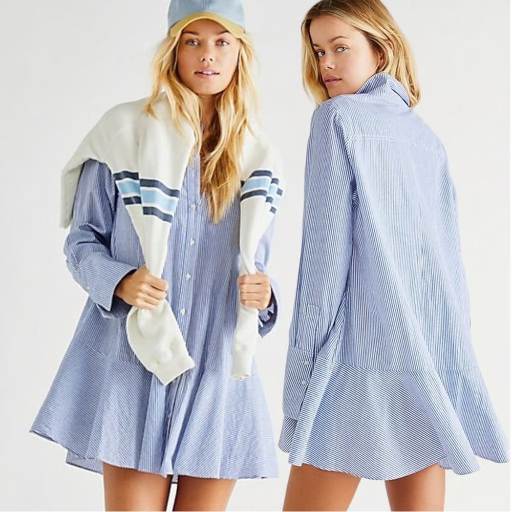 Free People All for You Striped Shirt Dress - Small